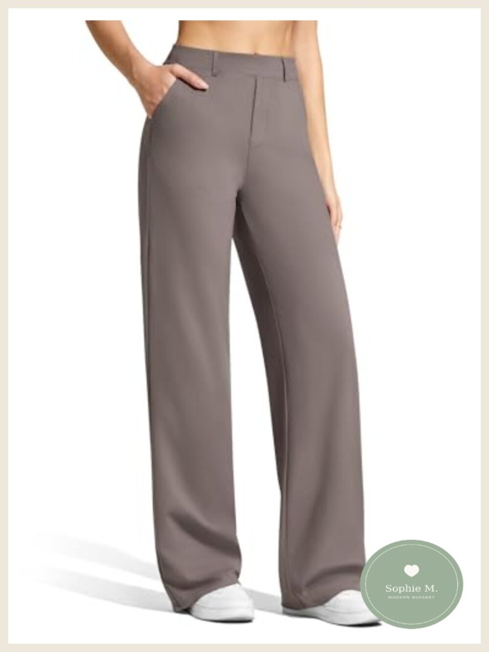 Wide Leg High Rise Dress Pants with Pockets, Belt Loops, Women's Pull On